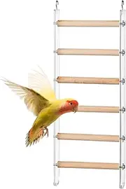 Bird Ladder for Cage | Step Perches for Cage - Fun Ladder Toy for Training, with 360° Rotatable Hook, for Lovebirds, Parrot, Budgies and Other Small, Medium Birds
