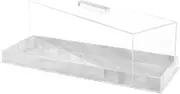 Rectangular Cake Tray with Lid Acrylic Rectangle Cake Stand Marbleized Rectangle Cake Platter Clear Bakery Display Case Cake Tray Stand Cake Holder Stand for Countertop Cakes(White)