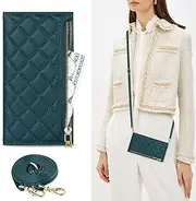 Cavor PU Leather Case for iPhone 14 Pro Case (6.1") Crossbody Wallet Card Slots Holder Flip Folio Cover Kickstand & Shoulder Lanyard Strap Purse Zipper Handbag-Dark Green