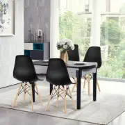 Costway Eames Dining Chairs Plastic Pre Assembled Chairs with Wood Legs-Black
