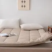 Folding Floor futon Mattress, Portable roll-up Sleeping pad, Thickened, Soft and Breathable Suitable for Single Double.(Khaki,90x200cm)