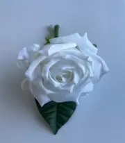 Latex touch wedding flower groom button hole rose roses White Boutonniere
