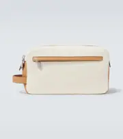 [Brunello Cucinelli] Brunello Cucinelli Leather-trimmed canvas toiletry bag One Size white
