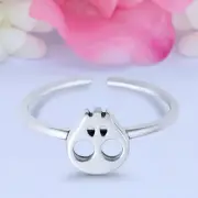 7mm Skull Band 925 Sterling Silver Toe Ring Thin Adjustable Toe Ring