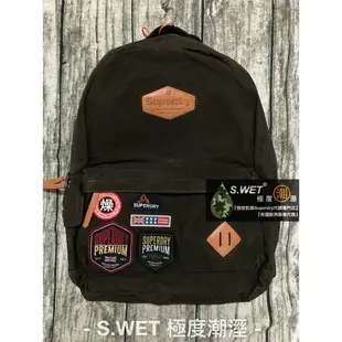 跩狗嚴選 正品 極度乾燥 Superdry Oatman 純棉上蠟復古帆布 卡其軍綠後背包 背包 書包 真皮 貼布 高階款