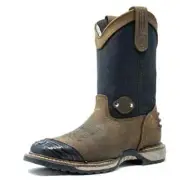 CEBU Thunder 300 Work Boots Mens Brown Leather Square Toe Rubber Shield Pull-On