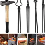Knife Making Tongs Set and Blacksmiths’ Hammer Assembled Blacksmith Forge Vise
