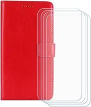 LCEHTOGYE Cover for Ulefone Armor 26 Ultra + 4 Slice HD Tempered Glass,Shell BracketBumper Protective Back Case - Anti-Scratch Screen Protector for Ulefone Armor 26 Ultra - HZFM -Red