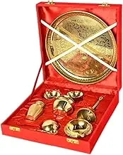 Brass Pooja Items Pooja Thali Set of 9 Pieces Traditional Pital Pooja Articles for Rituals and Ceremonies 9 inch thali with Gift Box
