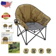 Portable Folding Club Chair in Wrangler Brown with Cup Holder & 330lbs Capacity