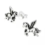 Silver Pegasus Stud Earrings