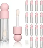 COSIDEA 16pcs Empty 5ml Pink lip gloss tubes with big wand large deo foot brush lipgloss tube container for lip oil