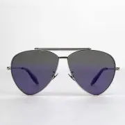 $440 Alexander McQueen Aviator Sunglasses Blue Reflective AM0058S 442139 7015