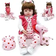 RUNGQIANY Realistic Reborn Dolls Girl 22 Inch 55 cm Soft Silicone Vinyl Reborn Baby Dolls Handmade for Girls Boy Girl Toy Gift Xmas Gift Lifelike Newborn Reborn Dolls 22 inch Toddler