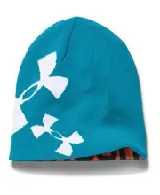 Under Armour Girls Glow Beanie, Rebel Pink/True Gray or Pacific/Cobalt, One Size