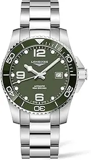 [Longines] orologio uomo HydroConquest verde 41mm automatico acciaio L3.781.4.06.6, Modern