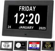 Black Clock with Day and Date for Elderly Dementia Patients-Large Number Digital