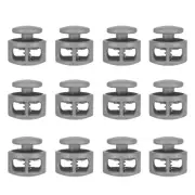 50pcs Plastic Cord Lock Double Hole Spring Cord Toggle Stopper Slider End, Gray