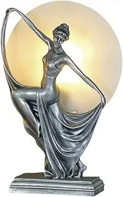G&G Bros Art Deco Lady Boelyn Table Lamp, Silver