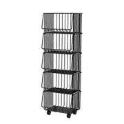Stackable Storage Cart Basket for Kitchen and Pantry