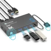 USB 3.0 HDMI KVM Switch 1 Monitor 2 Computers 8K@60Hz KVM Switches for 2 Comp...