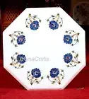 Floral Art Corner Table for Living Room Decor Octagonal Marble Coffee Table Top
