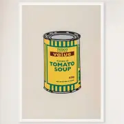 Galrie Banksy Soup Can Yellow Emerald Brown Poster - Iconic 2006 Art Print, White Frame, A2 42 x 60cm (16 x 24inch)