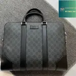 二手精品 GUCCI 古馳 GG SUPREME 帆布 公事包 公文包 單肩包 手提包 男款 474135