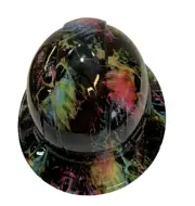 Hydro Dipped Hard Hat Ridgeline Full Brim Custom Tye Dye Flaming Skulls