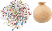 HOODANCOS DIY Mosaic Vase Kit for Boys and Girls Handmade Wooden Flower Pot Creative Educational Toy