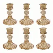 Glass Candlestick Holder,Striped Taper Candle Holders ，Set of 6 Candle Holder...