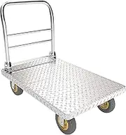 Flatbed Cart Steel Platform Truck with Foldable Handle Easy Storage Rolling Flatbed Cart for Home Office Warehouse Durable Moving Hand Truck Hand Truck(Size:90 Nylon)(One Color 90 Mute fire)
