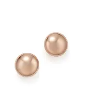 14K Rose Gold Flat Ball Stud Earrings