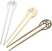 Ipetboom 3pcs u Shaped Hair Forks Alloy Hair Chignon Sticks Stick Hairpin Set for Women Girls Easy to Match Styles