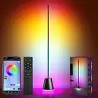 Smart RGB LED Corner Floor Lamp,Super Bright Standing Lamps for Living Black