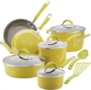 Cucina Nonstick Cookware Pots and Pans Set, 12 Piece, Lemongrass Green