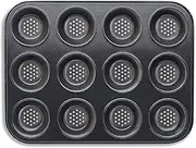 Tower T943007HG29 Precision Plus Shallow Muffin Tin with 12 Moulds Made in Aluminised Steel with a Non-Stick Coating, Black