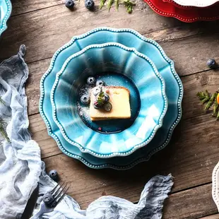 盤子家 和風創意陶瓷冰裂紋盤子家用點心圓盤餐廳牛排盤餐具
