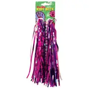 Bikecorp Handlebar Streamers for Kids Bike (A pair) Shiny Dark Pink & Purple with Beads