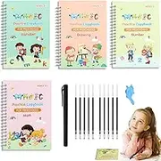 Writing Practic Copy Books,YQQZQ 4 Packs Reusable Magic Practice Copybook,Good Helper for Kids to Learn Writing for Preschool