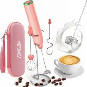 Milk Frother Handheld with 3 Stainless Steel Whisks, Rechargeable Electric Dr...