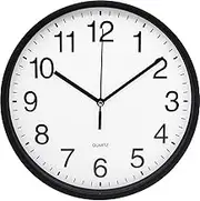 CAMY Wall Clock, 9 Inch Super Silent Non Ticking - Quartz Battery Operated Round Easy to Read Home/Office/School Clock (Black)