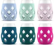 Ello Cru 17oz Stemless Wine Glass Set with Protective Silicone Sleeves, 6 Pack Cocktail Glass Perfect for Summer Patios and Parties Holiday Gifting Her Him Mother's Day, Dishwasher Safe, Berry Smash