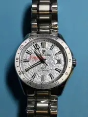 PAGANI 39MM GMT AUTO WHITE SNOWFALL DIAL SAPPHIRE STAINLESS & SILICONE STRAPS