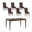Allegro Dining Table + 6X Mesi Chair 7 Piece Set Cocoa oak,vinyl Dining Sets
