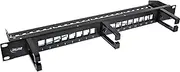 InLine® Patch Panel 16-Way Keystone, 19 Inch 1U, with 3 Cable Brackets, Empty Panel for Network and Multimedia, Rack Mounting, Black, 76822B