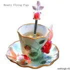 1 Set of Ceramic Goldfish Shaped Cups and Plates Set Light Luxury Coffee Cups