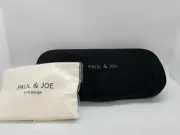 NEW! AUTHENTIC PAUL & JOE BLACK VELVET CLAM SHELL EYEGLASSES CASE W/ WHITE CLOTH