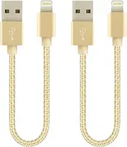 2pcs 20cm Nylon Braided Compatible with/Replacement for Apple iPhone 5 6 7 8 Plus X XS 11 12 13 14 Plus Max XR SE iPad Pro Mini Air iPod Data sync Charger Charging USB Cable Cord