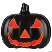 Scary Black Jack O Lantern with Orange Light 17" Halloween Decoration
